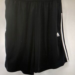 Adidas Black Athletic Shorts with White Side Stripes